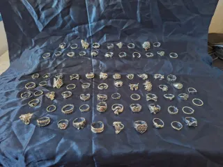 Lote XL 75 anillos vintage color plata unisex