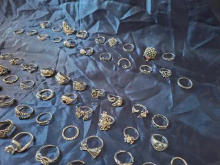 Lote XL 75 anillos vintage color plata unisex