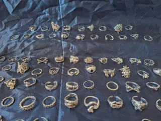 Lote XL 75 anillos vintage color plata unisex