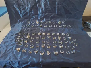 Lote XL 75 anillos vintage color plata unisex