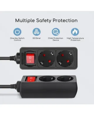 Regleta 1.5M con 2 enchufes y interruptor