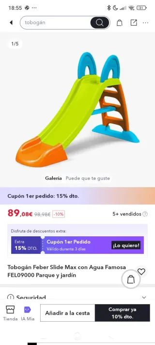 Tobogán infantil Feber (también de agua)