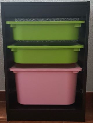 Organizador negro Ikea Bandejas Verdes y Rosa