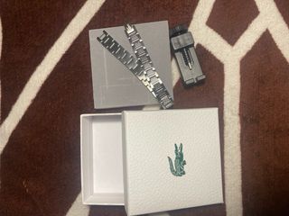 Pulsera Lacoste Plata y Negra