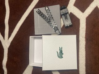 Pulsera Lacoste Plata y Negra