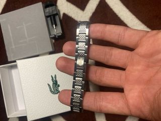 Pulsera Lacoste Plata y Negra