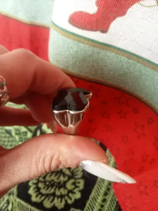 Anillo Tous Negro y Plateado