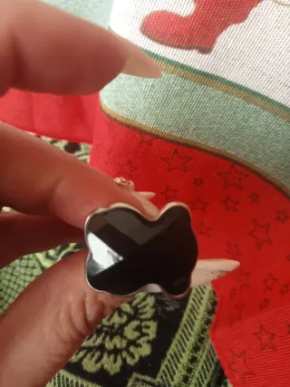 Anillo Tous Negro y Plateado