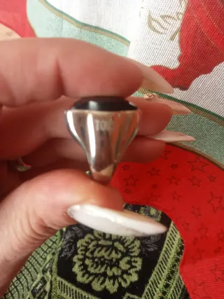 Anillo Tous Negro y Plateado