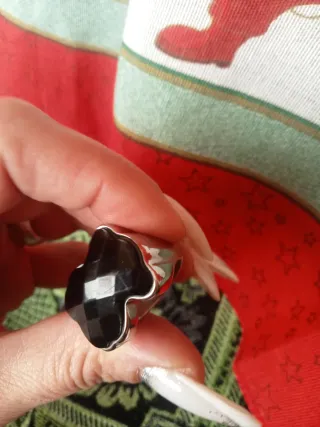 Anillo Tous Negro y Plateado