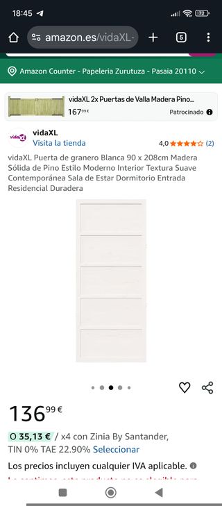 Puerta corredera granero blanca