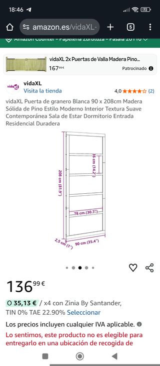 Puerta corredera granero blanca