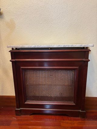 Mueble cubre radiador mármol y madera