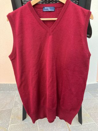 Gilet rosso in lana merino e acrilico