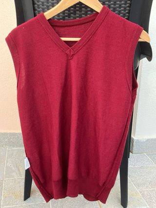 Gilet rosso in lana merino e acrilico