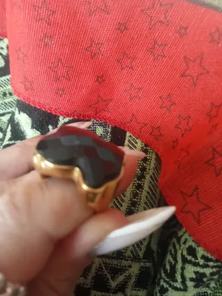 Anillo Tous Corazón Negro y Dorado