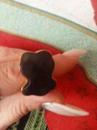 Anillo Tous Corazón Negro y Dorado