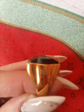 Anillo Tous Corazón Negro y Dorado