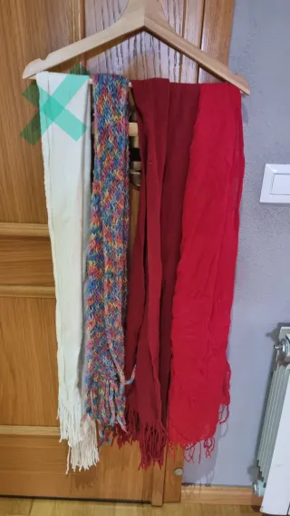 Lote 12 Bufandas de colores (rosa, verde azulado)