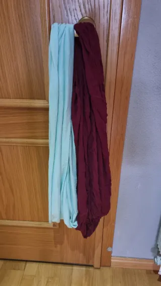 Lote 12 Bufandas de colores (rosa, verde azulado)