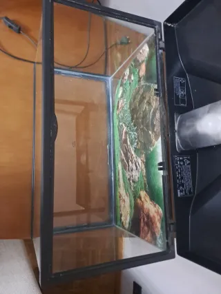 Pecera grande negra y transparente