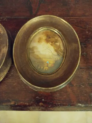 Coppia dipinti miniatura paesaggio