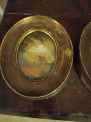 Coppia dipinti miniatura paesaggio