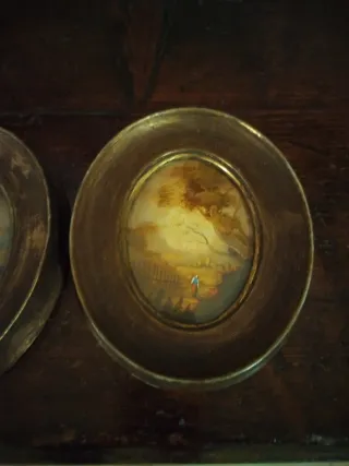 Coppia dipinti miniatura paesaggio