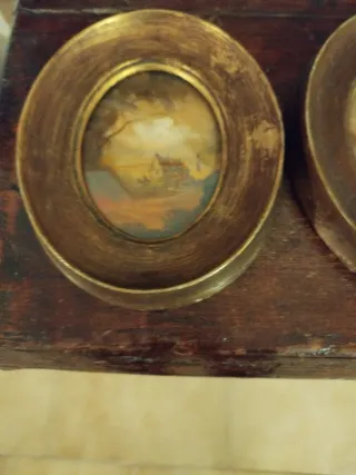 Coppia dipinti miniatura paesaggio