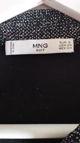 Camisa de fiesta, negra con brillos de colores