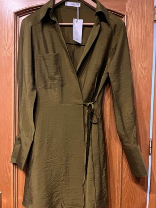 Vestido cruzado Mango verde S