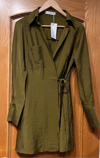 Vestido cruzado Mango verde S