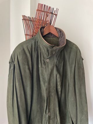 Chaqueta de piel hombre verde