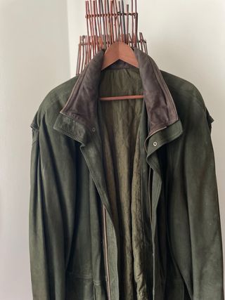 Chaqueta de piel hombre verde