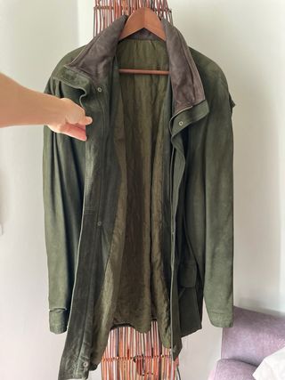 Chaqueta de piel hombre verde