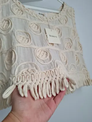 Chaleco bordado beige talla S