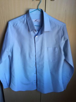 Camisa de vestir azul hombre