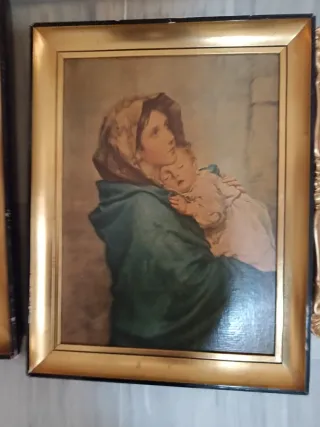 Lote 3 cuadros marco dorado