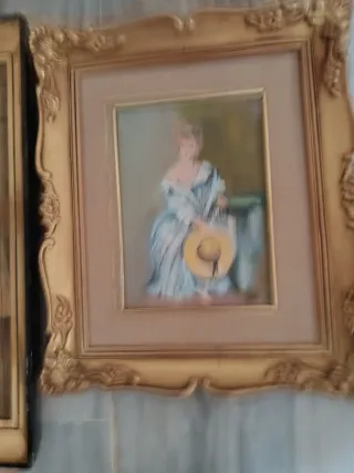 Lote 3 cuadros marco dorado