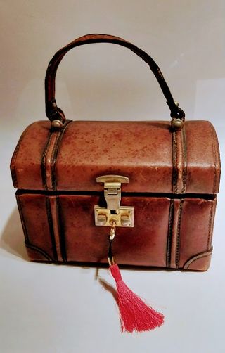 Cofanetto portagioie vintage pelle anni '70