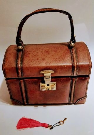 Cofanetto portagioie vintage pelle anni '70