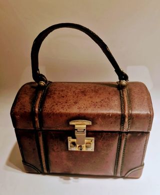 Cofanetto portagioie vintage pelle anni '70