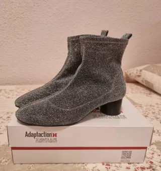 Botines tela gris plateado - Zara