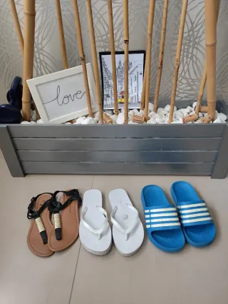 Lote 3 pares chanclas mujer talla 36