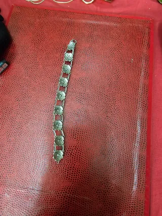 Pulsera vintage plata diseño floral