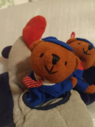 Peluche de Marioneta avión con 2 ositos piloto