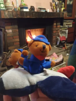 Peluche de Marioneta avión con 2 ositos piloto