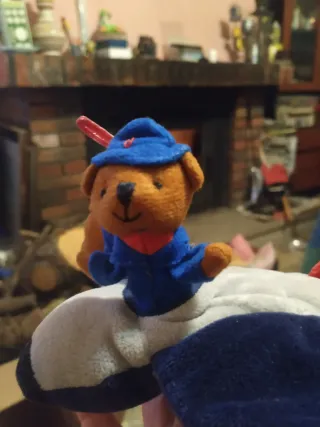 Peluche de Marioneta avión con 2 ositos piloto