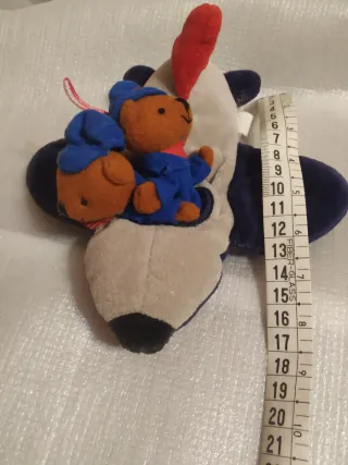 Peluche de Marioneta avión con 2 ositos piloto