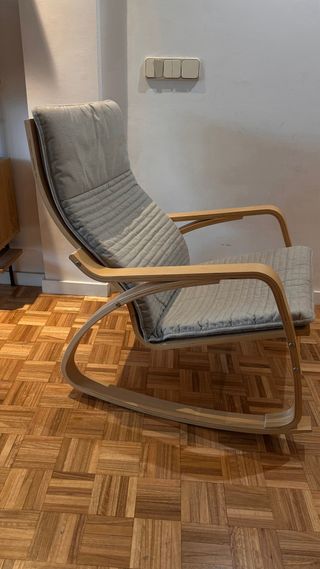 Mecedora Sillon Lactancia Madera Gris